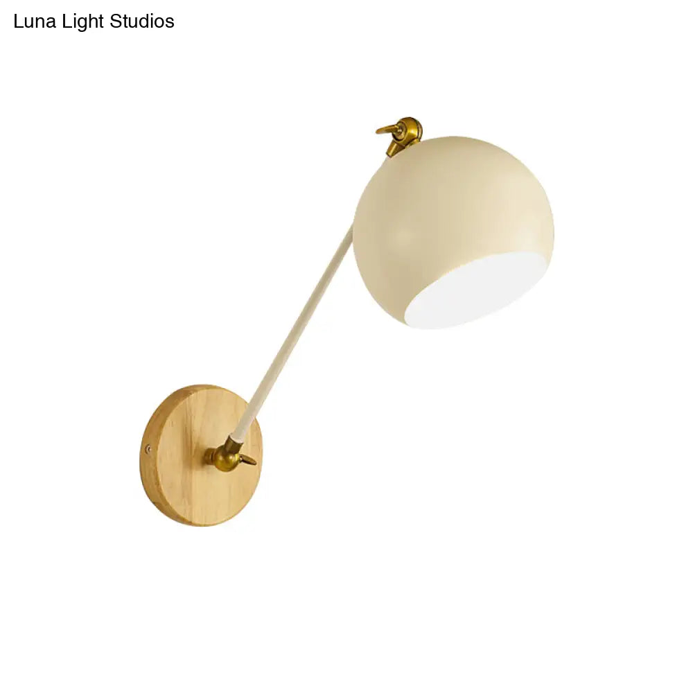 Nordic Metallic Wall Lamp With Adjustable Spherical Shade For Boutique - 1-Bulb Light