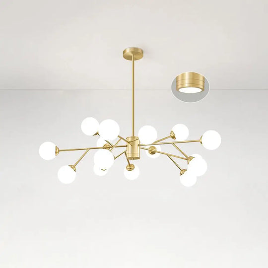 Nordic Milky Glass Chandelier Gold Suspension Light For Living Room 15 /