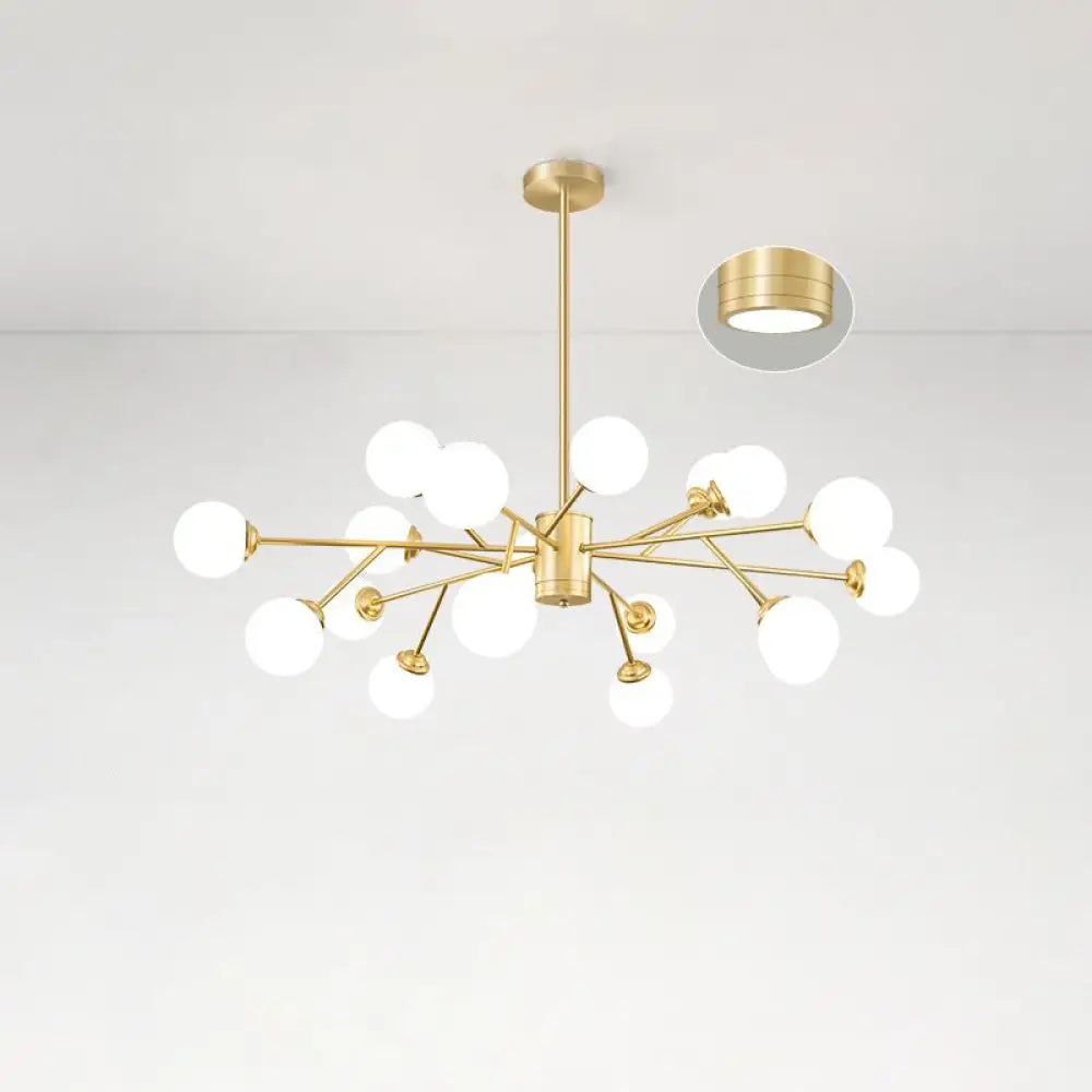 Nordic Milky Glass Chandelier Gold Suspension Light For Living Room 18 /