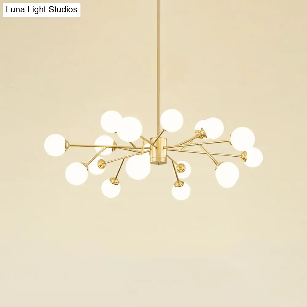 Nordic Milky Glass Chandelier Gold Suspension Light For Living Room