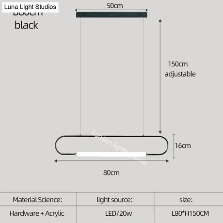 Nordic Minimalist Bar Hanging Rectangular Frame Pendant Light Pendant