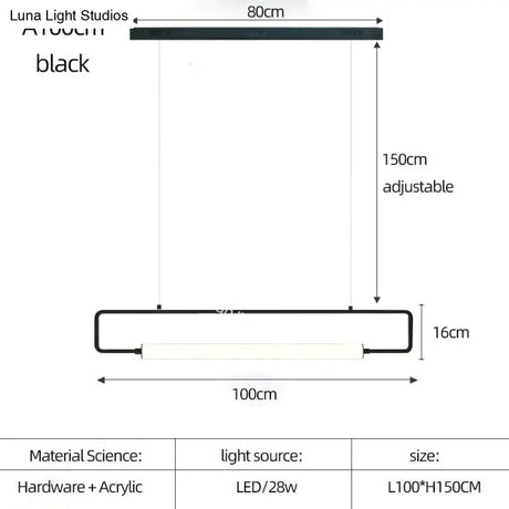 Nordic Minimalist Bar Hanging Rectangular Frame Pendant Light Pendant