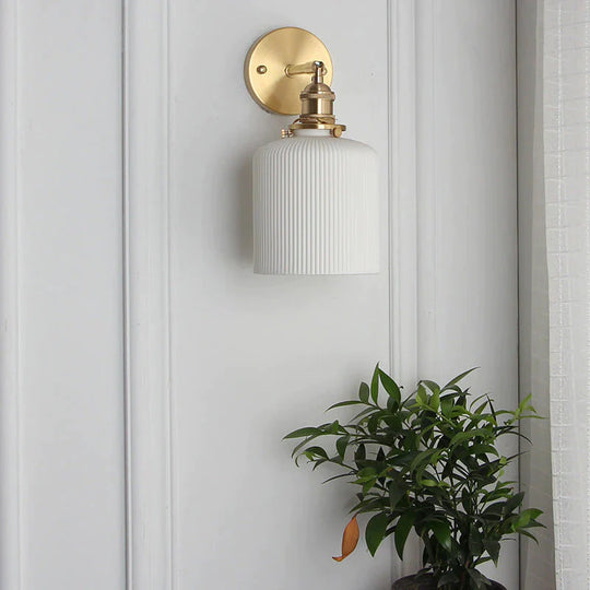 Nordic Minimalist Bedroom Bedside Bathroom Copper Wall Lamp