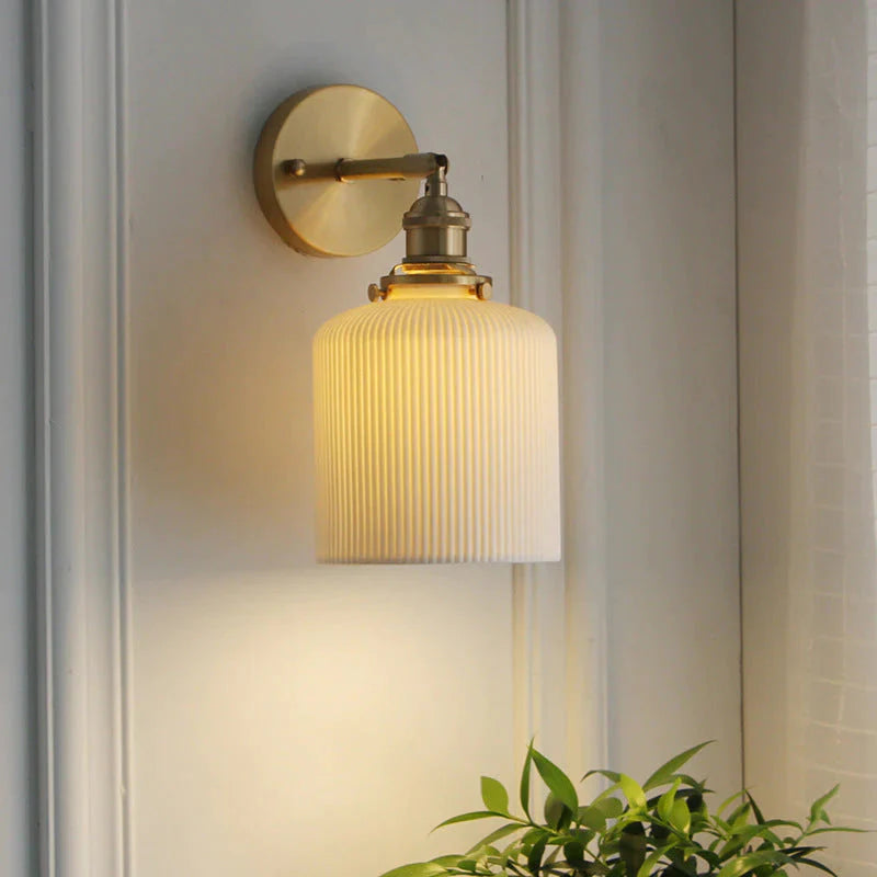 Nordic Minimalist Bedroom Bedside Bathroom Copper Wall Lamp