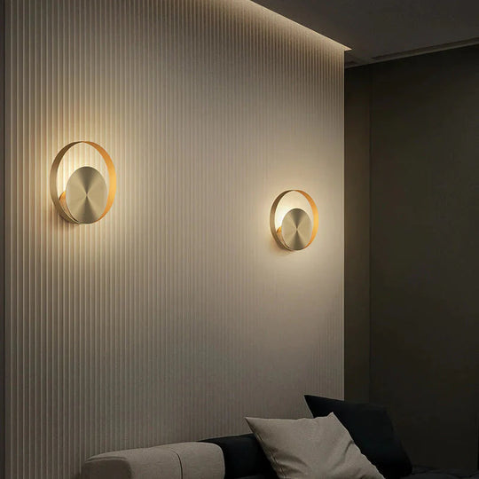 Nordic Minimalist Bedside Lamp Bedroom Full Copper Wall Lamp
