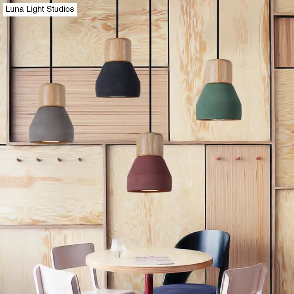 Nordic Minimalist Style Cement Tapered Hanging Light - 1-Light Restaurant Down Mini Pendant