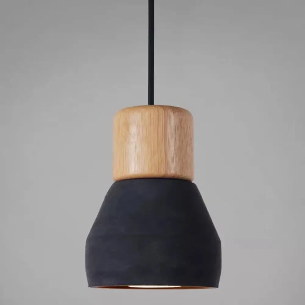 Nordic Minimalist Cement Tapered Hanging Light - Restaurant Down Mini Pendant (1-Light) Black