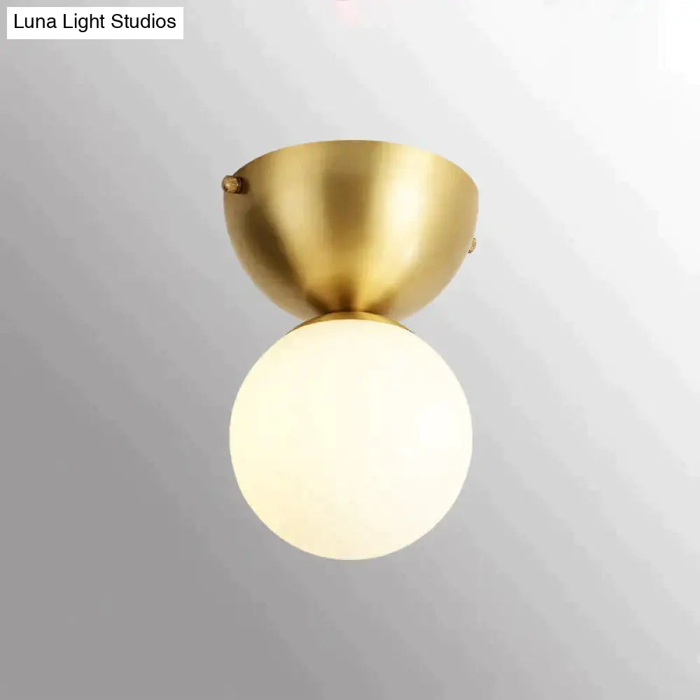 Nordic Minimalist Hall Brass Ceiling Lamp B Tricolor Light