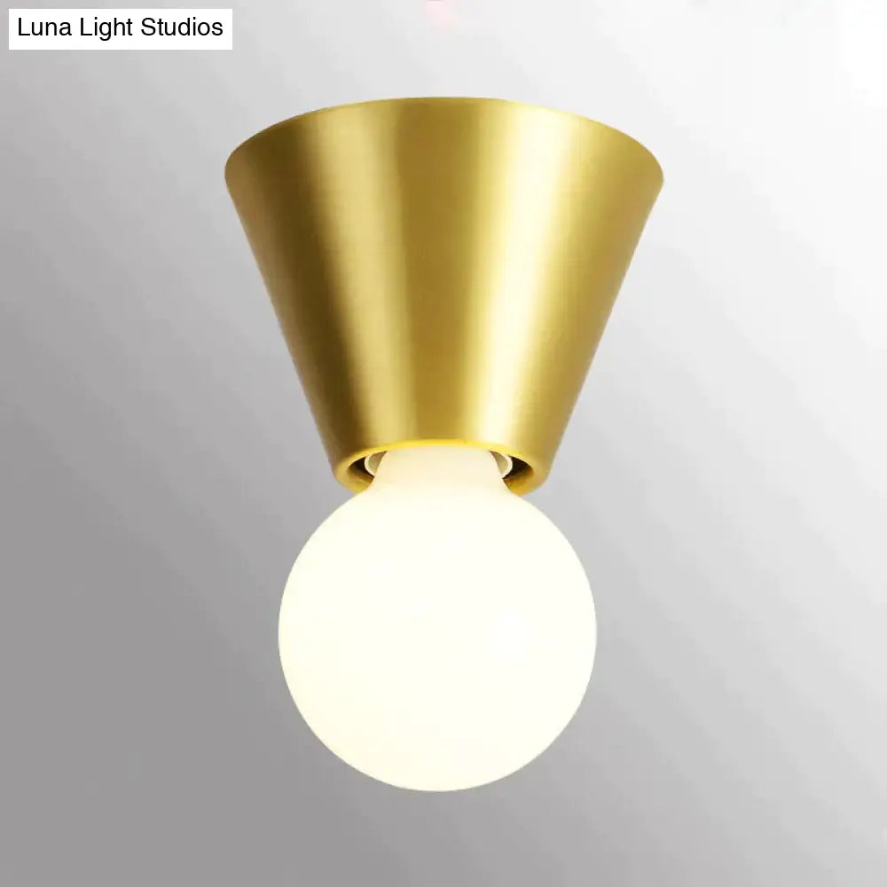 Nordic Minimalist Hall Brass Ceiling Lamp A Tricolor Light