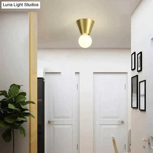 Nordic Minimalist Hall Brass Ceiling Lamp