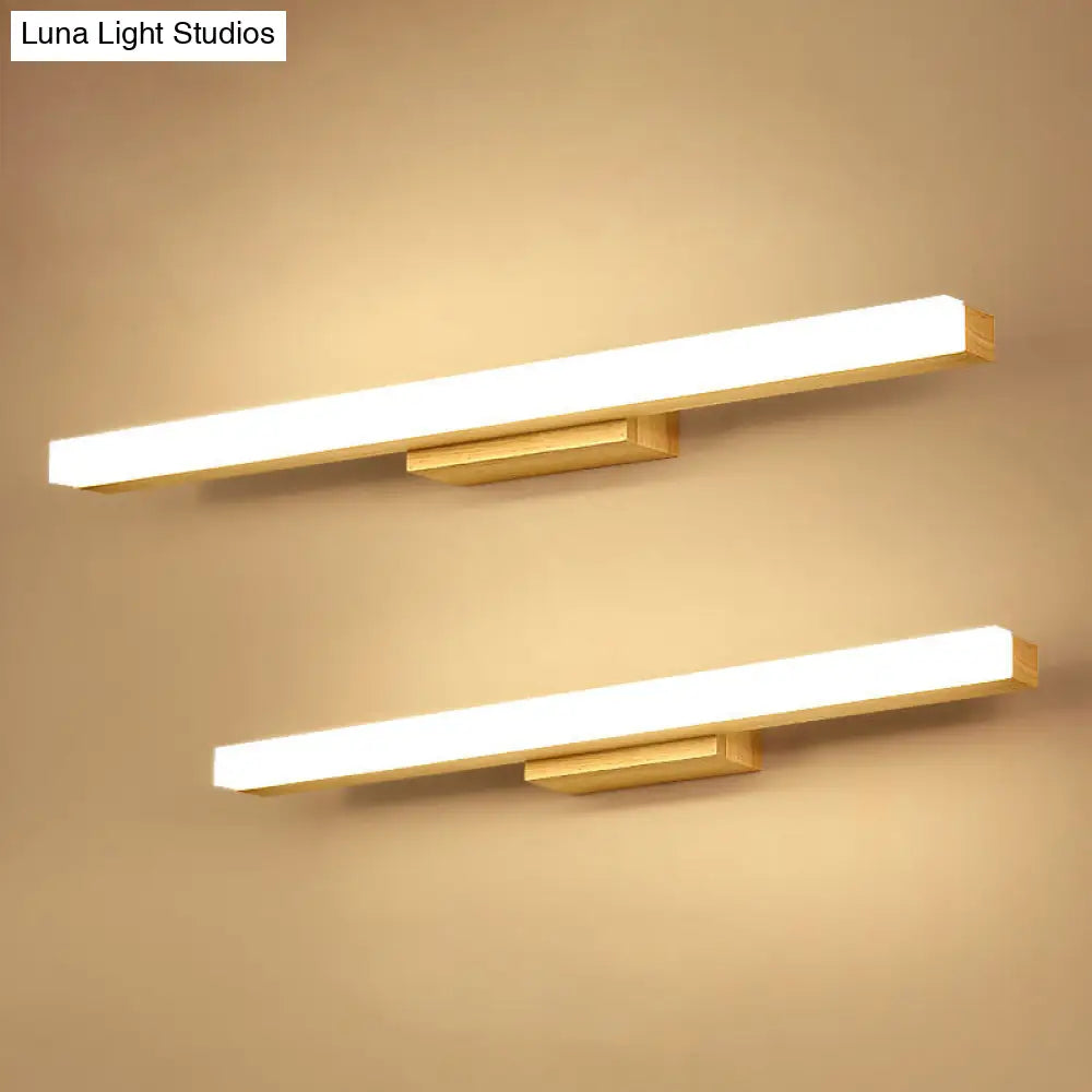 Nordic Minimalist Wood Vanity Light - Rectangular Single Wall Sconce