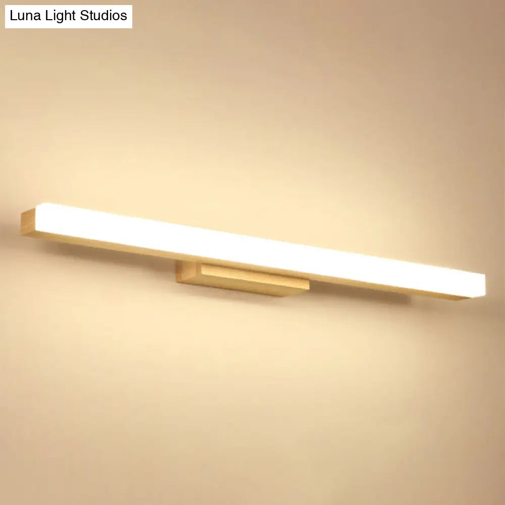 Nordic Minimalist Wood Vanity Light - Rectangular Single Wall Sconce