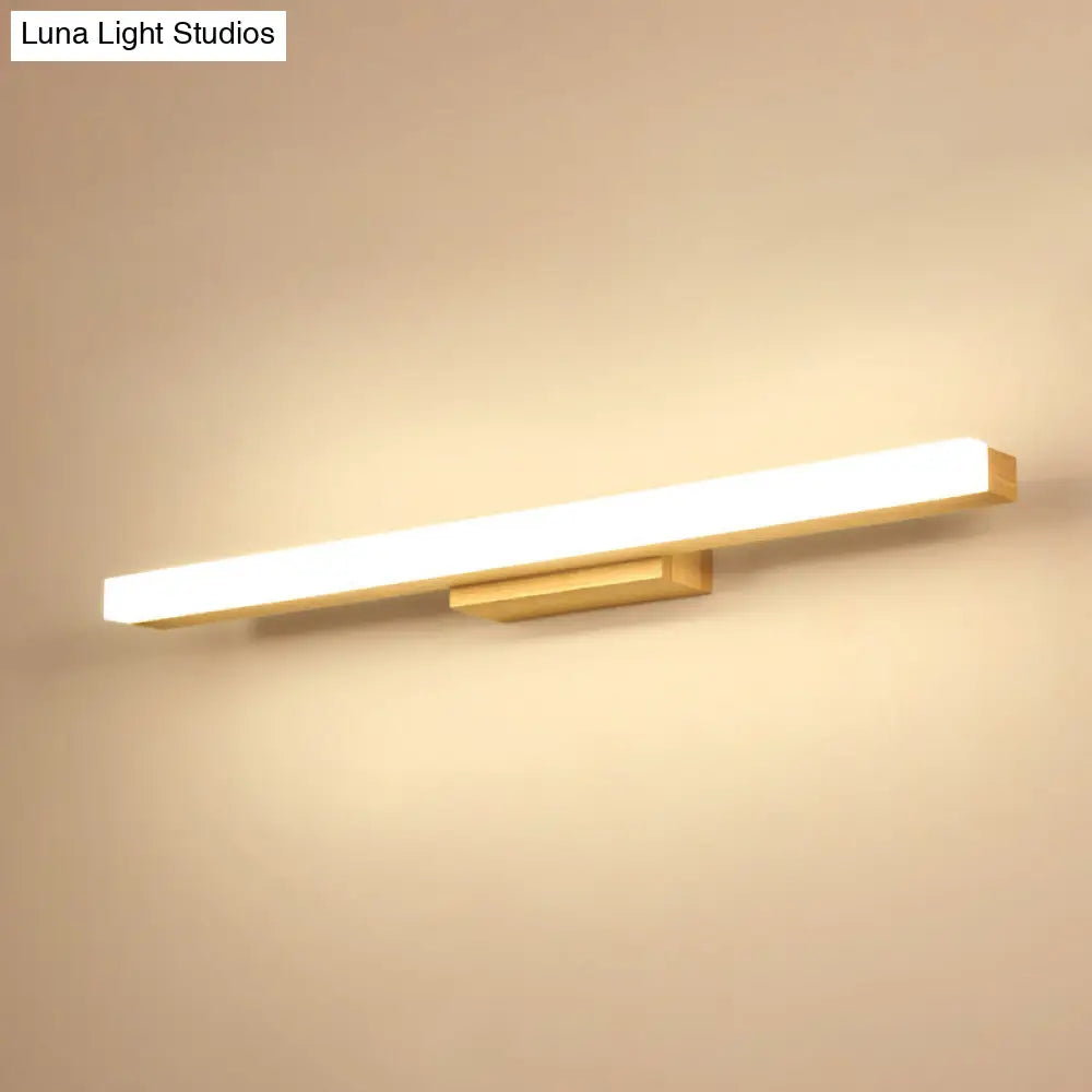 Nordic Minimalist Wood Vanity Light - Rectangular Single Wall Sconce