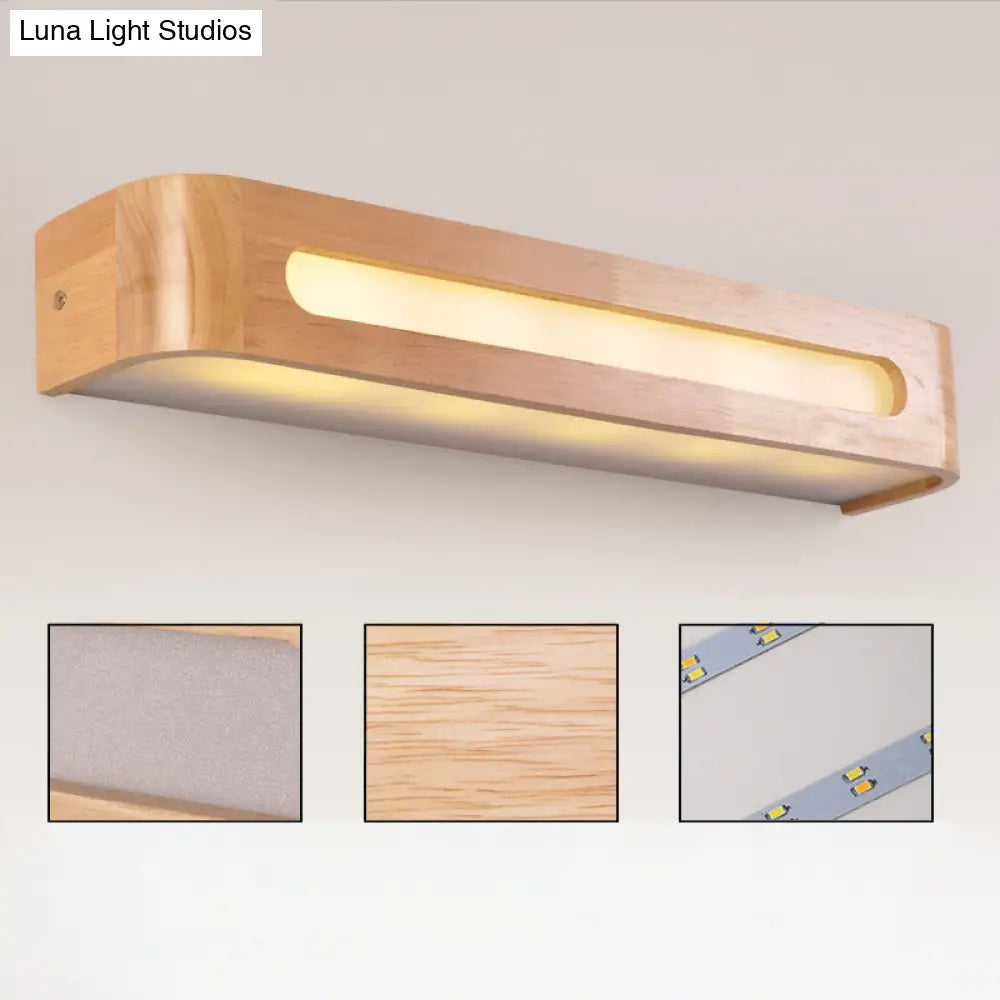 Nordic Minimalist Wood Vanity Light - Rectangular Wall Fixture