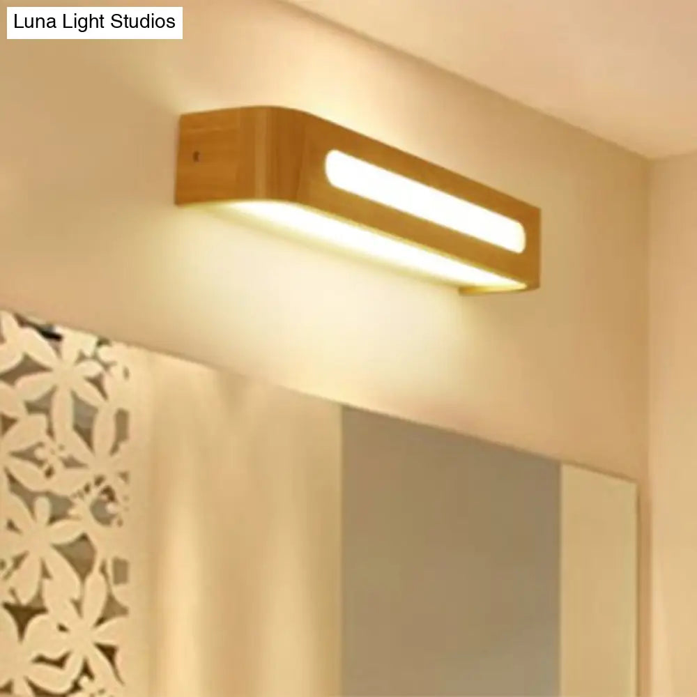 Nordic Minimalist Wood Vanity Light - Rectangular Wall Fixture