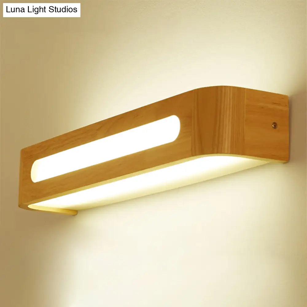 Nordic Minimalist Wood Vanity Light - Rectangular Wall Fixture