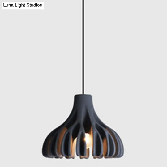 Modern Nordic Resin Pendant Lamp With Coral Line Shade - 1-Light Hanging Fixture For Dining Room