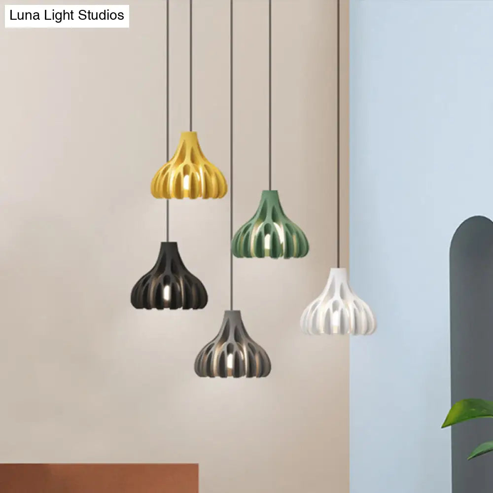 Modern Nordic Resin Pendant Lamp With Coral Line Shade - 1-Light Hanging Fixture For Dining Room