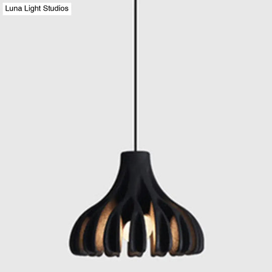 Modern Nordic Resin Pendant Lamp With Coral Line Shade - 1-Light Hanging Fixture For Dining Room