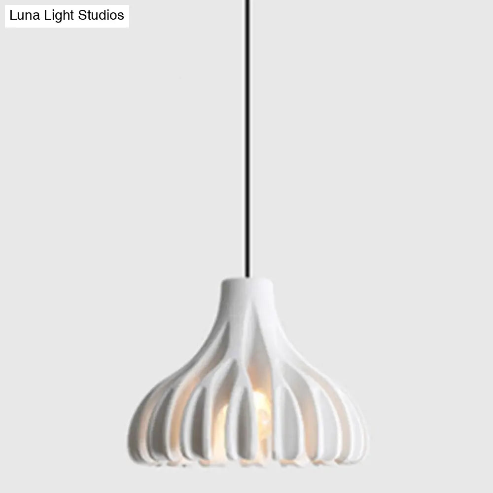 Modern Nordic Resin Pendant Lamp With Coral Line Shade - 1-Light Hanging Fixture For Dining Room