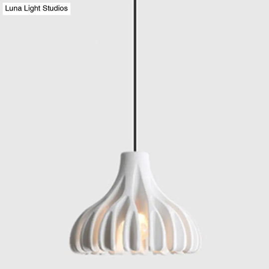 Modern Nordic Resin Pendant Lamp With Coral Line Shade - 1-Light Hanging Fixture For Dining Room