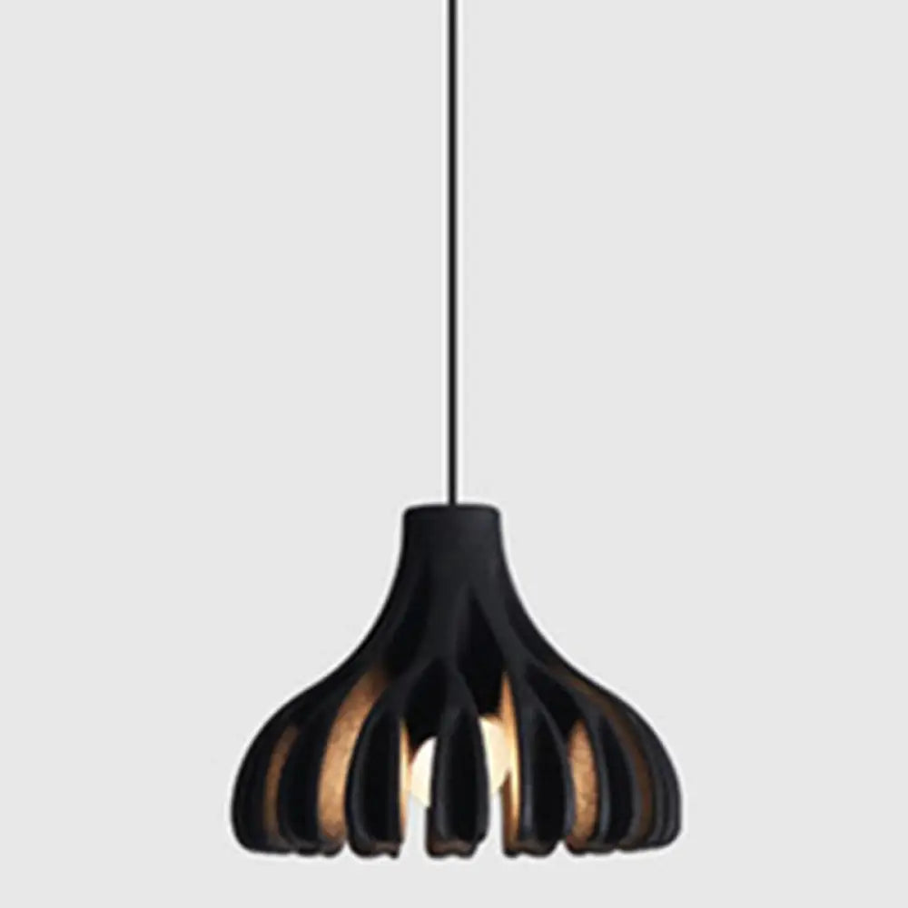 Nordic Modern 1-Light Coral Shade Pendant Lamp - Resin Hanging For Dining Room Black