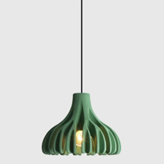 Nordic Modern 1-Light Coral Shade Pendant Lamp - Resin Hanging For Dining Room Green