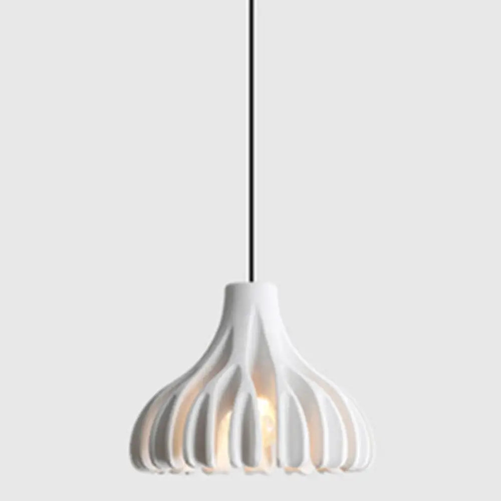 Nordic Modern 1-Light Coral Shade Pendant Lamp - Resin Hanging For Dining Room White