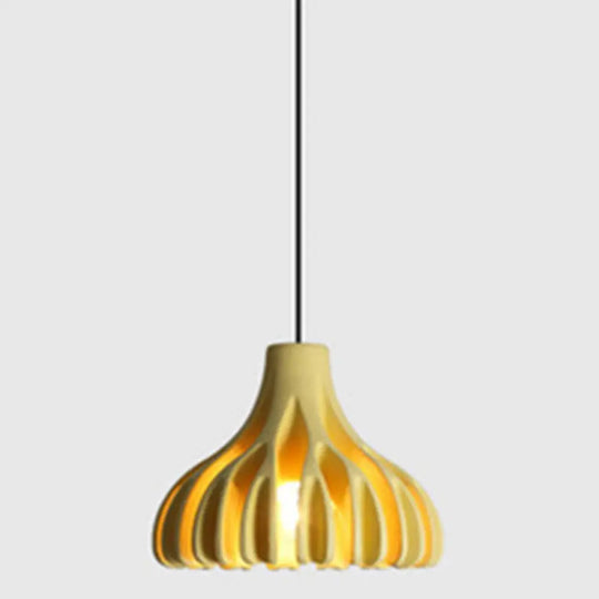 Nordic Modern 1-Light Coral Shade Pendant Lamp - Resin Hanging For Dining Room Yellow