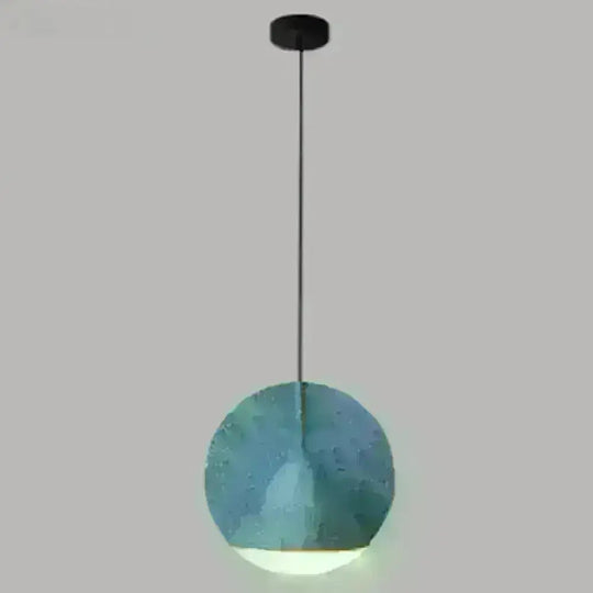 Nordic Modern 1-Light Round Shade Pendant Lamp For Living Room Blue / Warm