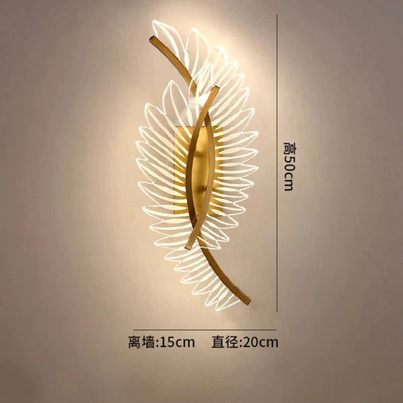 Nordic modern art bedside feather LED Wall Lamp