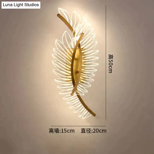 Nordic Modern Art Bedside Feather Led Wall Lamp Double Head / 12-18W Warm White (2700-3500K) Light