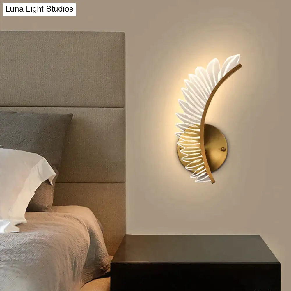 Nordic Modern Art Bedside Feather Led Wall Lamp Light