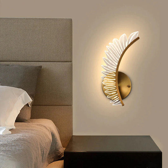 Nordic modern art bedside feather LED Wall Lamp