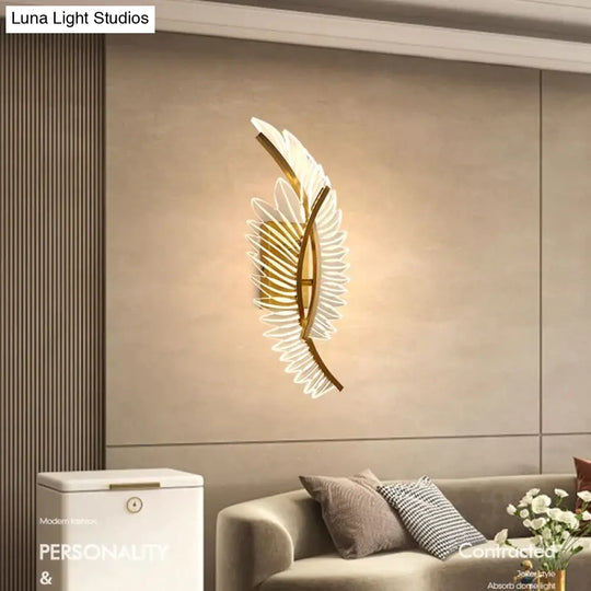 Nordic Modern Art Bedside Feather Led Wall Lamp Light