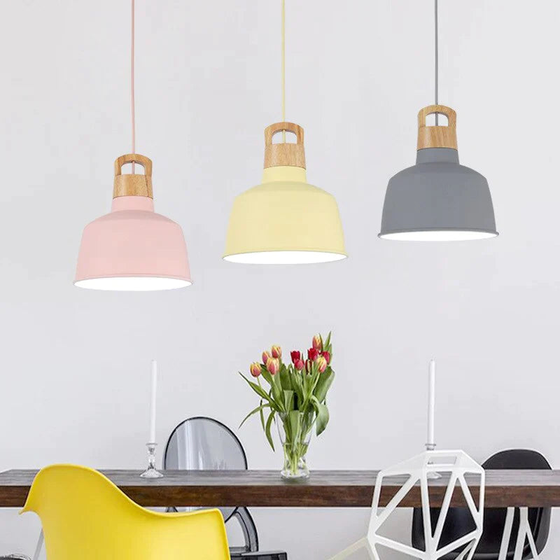 Nordic modern ceiling lamp wood aluminum pendant lights living room dining table kitchen aisle bedside decorative lighting