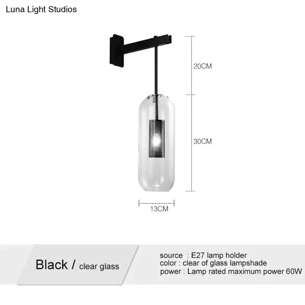 Nordic Modern Decor Glass Lampshade For Bedroom Study Room Stairs Art Wall Lamp Black Clear Glass /