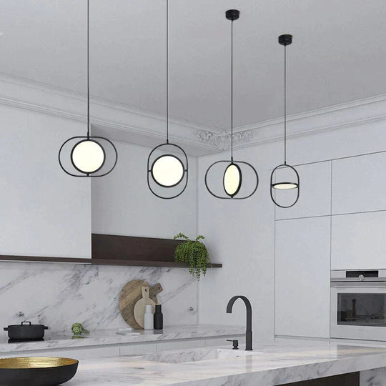 Nordic Modern Geometry Simple Rotary Pendant Lights Designer luminarias Circular Hanging Lamp Bar Bedside Light Fixtures