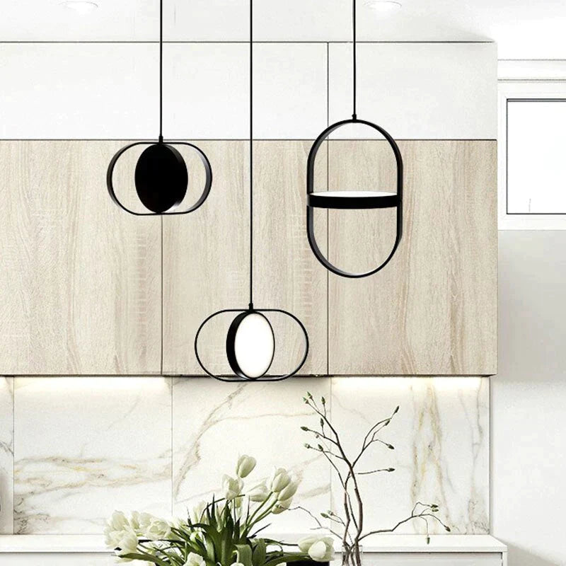 Nordic Modern Geometry Simple Rotary Pendant Lights Designer luminarias Circular Hanging Lamp Bar Bedside Light Fixtures