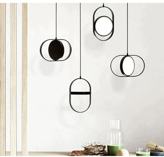 Nordic Modern Geometry Simple Rotary Pendant Lights Designer luminarias Circular Hanging Lamp Bar Bedside Light Fixtures