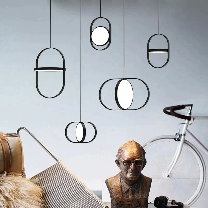 Nordic Modern Geometry Simple Rotary Pendant Lights Designer luminarias Circular Hanging Lamp Bar Bedside Light Fixtures