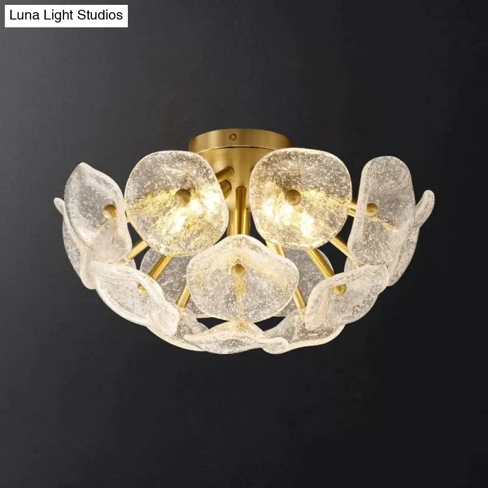 Nordic Modern Light Luxury Crystal Copper Lamp Ceiling