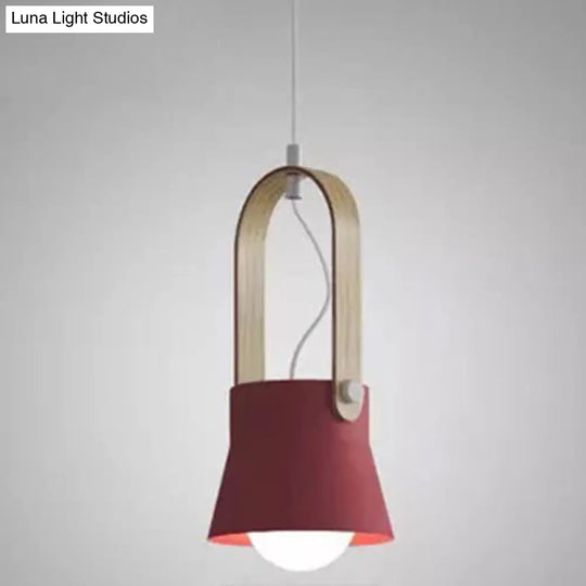 Nordic Style 1-Light Pendant Lamp - Upside Down Trifle Design For Modern Metal Restaurants Crimson /