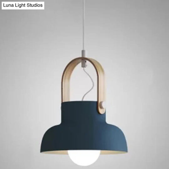 Nordic Style 1-Light Pendant Lamp - Upside Down Trifle Design For Modern Metal Restaurants Dark Blue