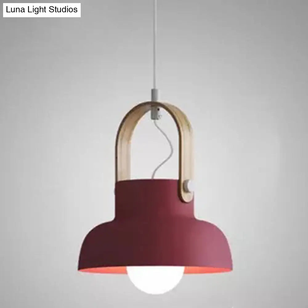 Nordic Style 1-Light Pendant Lamp - Upside Down Trifle Design For Modern Metal Restaurants Crimson /