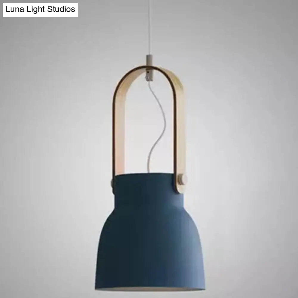 Nordic Style 1-Light Pendant Lamp - Upside Down Trifle Design For Modern Metal Restaurants Dark Blue