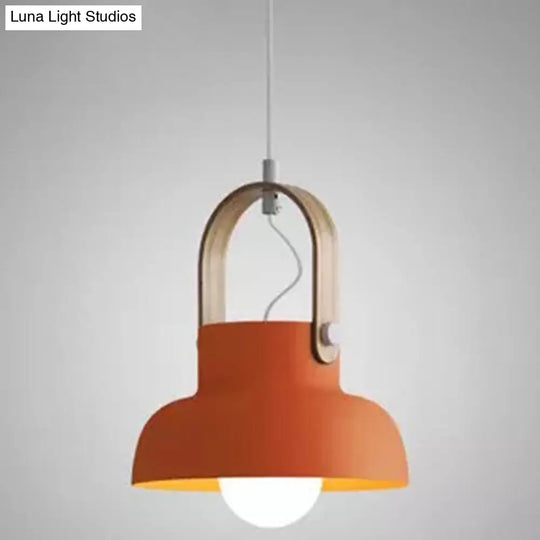 Nordic Style 1-Light Pendant Lamp - Upside Down Trifle Design For Modern Metal Restaurants Orange /