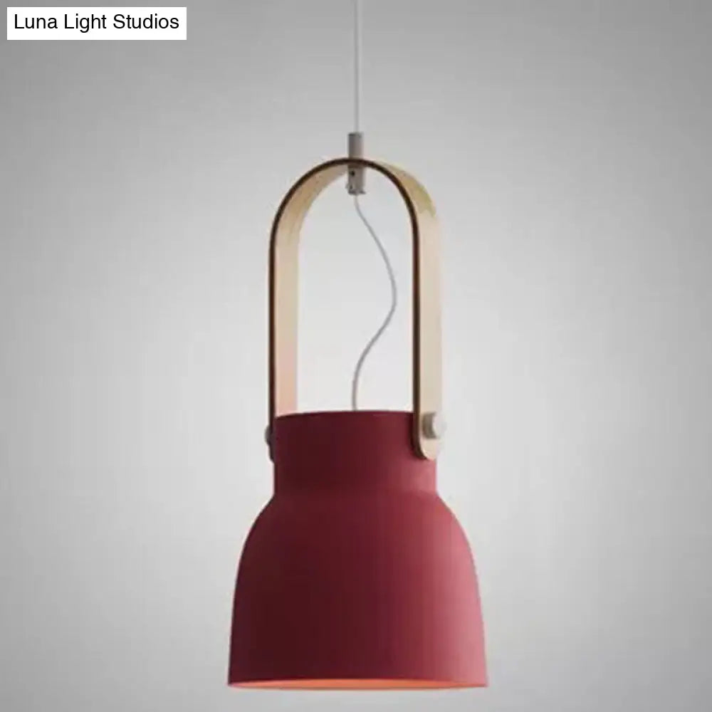 Nordic Style 1-Light Pendant Lamp - Upside Down Trifle Design For Modern Metal Restaurants Crimson /