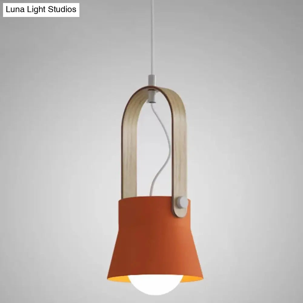 Nordic Style 1-Light Pendant Lamp - Upside Down Trifle Design For Modern Metal Restaurants Orange /