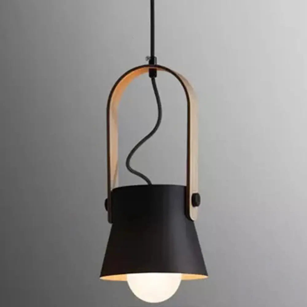 Nordic Modern Metal Pendant Lamp - 1-Light Upside Down Trifle Style For Restaurants Black / 6.5’